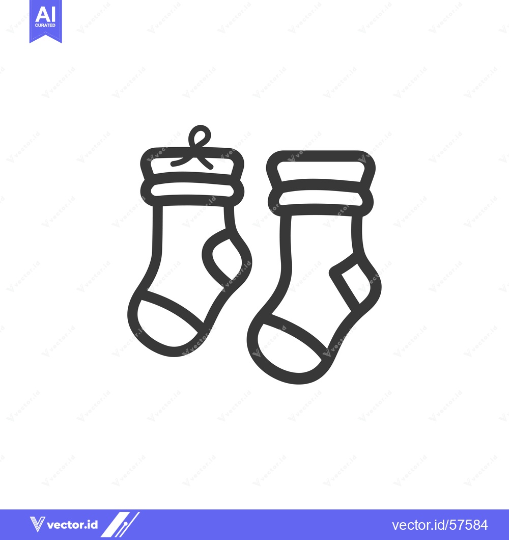 Premium Vector dari Line Drawing of Two Socks, One with a Bow