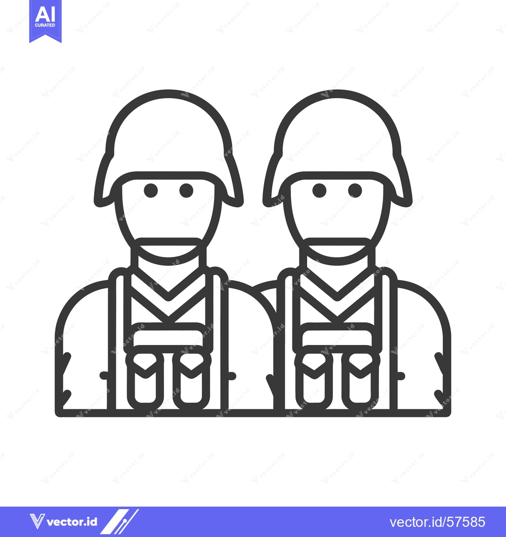 Premium Vector of Line drawing of two soldiers in uniform