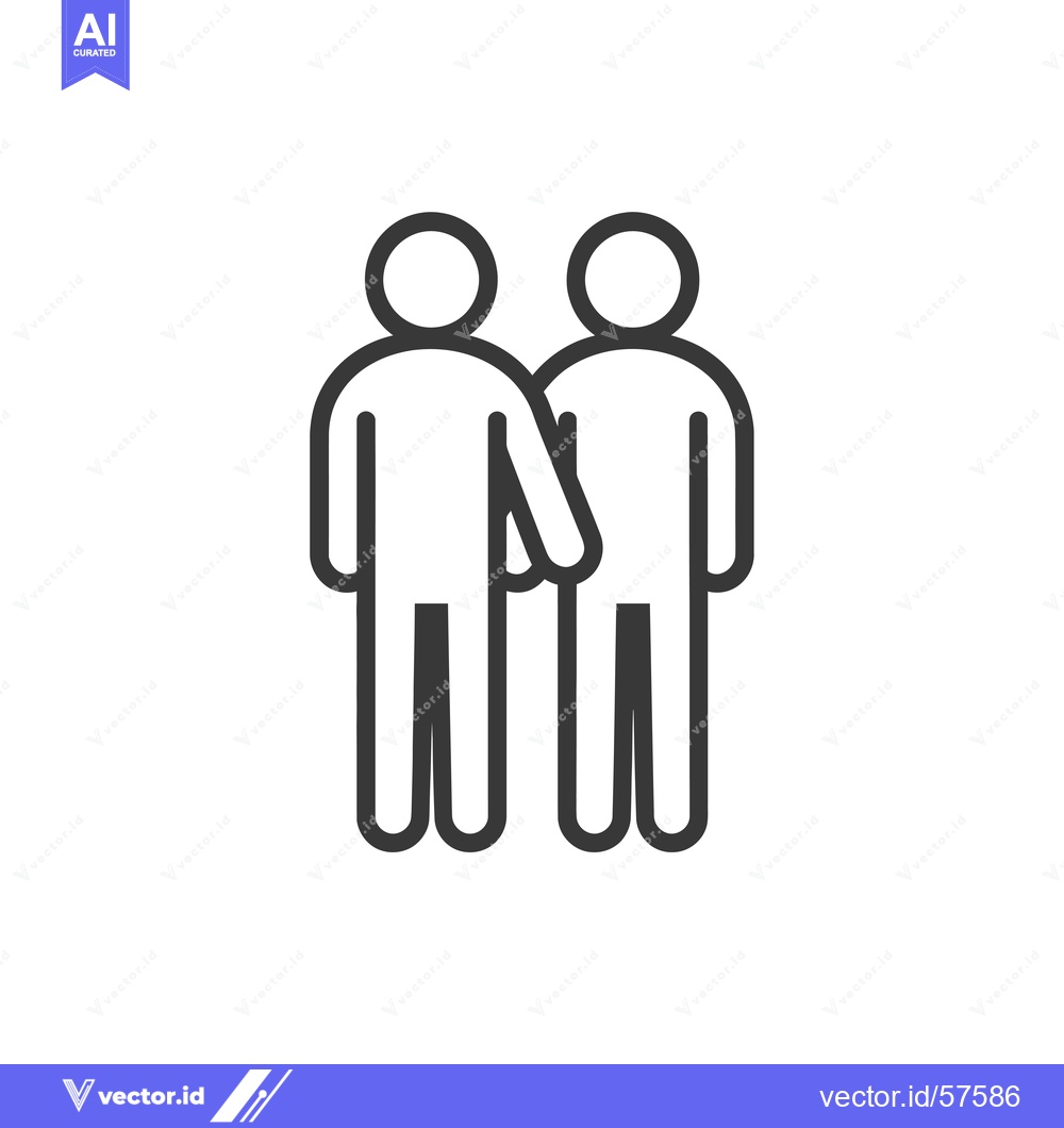 Premium Vector of Line Drawing of Two Stick Figures Holding Hands
