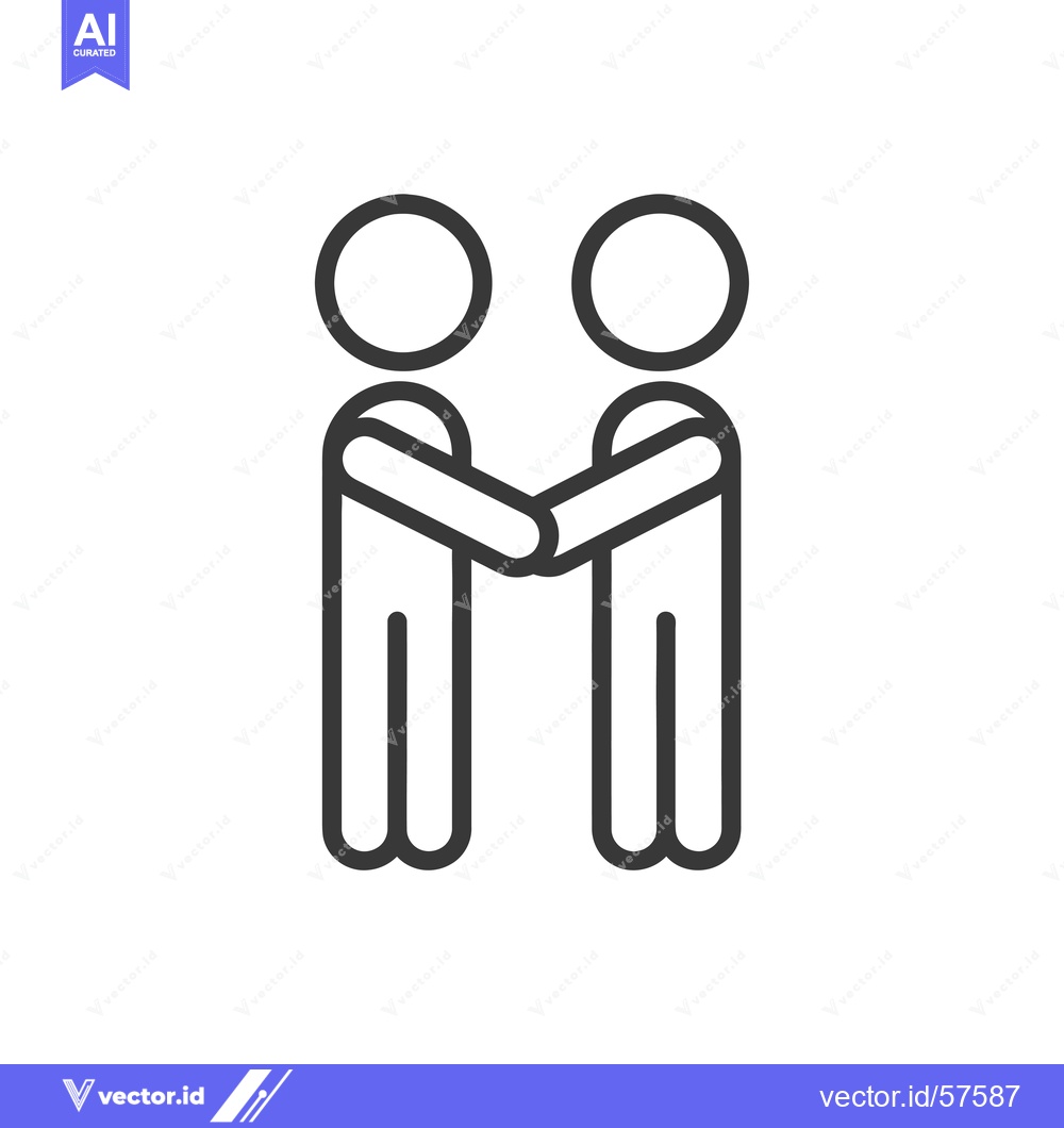 Premium Vector dari Line drawing of two stick figures shaking hands