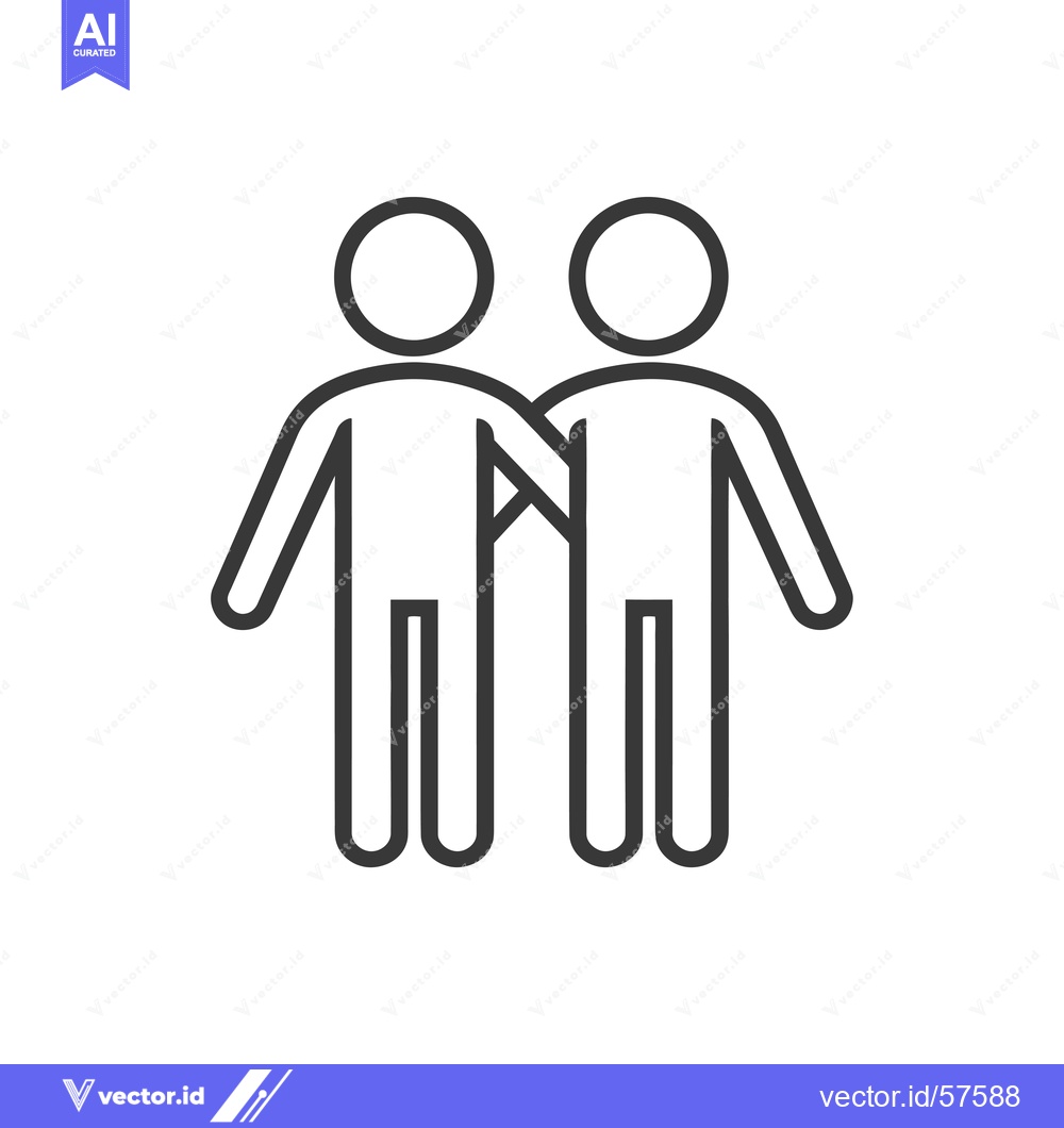 Premium Vector dari Line drawing of two stick figures with arms around each other