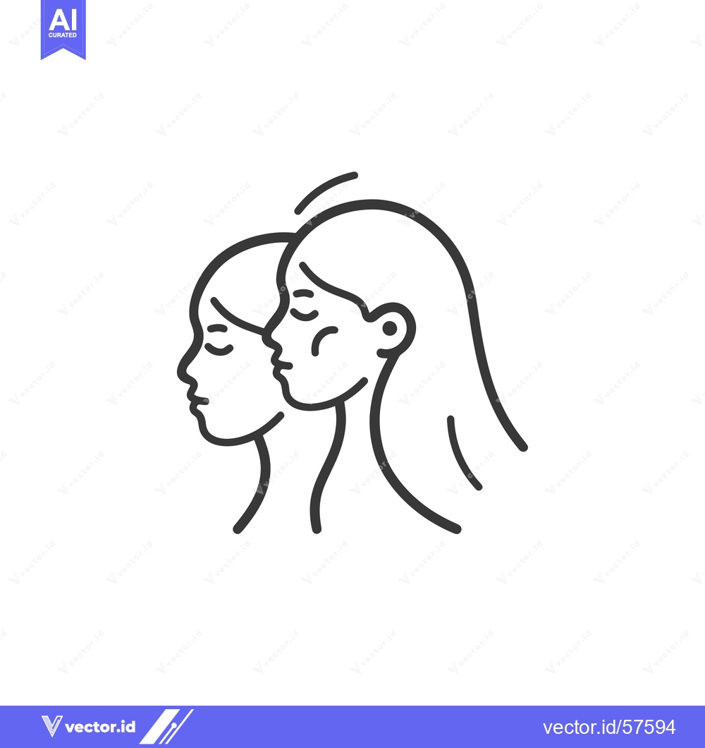 Premium Vector dari Line drawing of two women's faces side-by-side, one younger and one ol