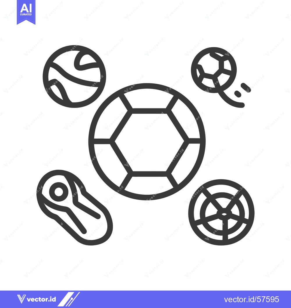 Premium Vector dari Line Drawing of Various Types of Balls