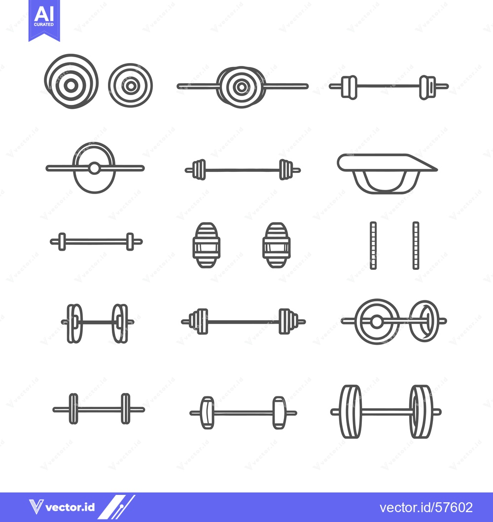 Premium Vector dari Line Drawing Set of Gym Equipment Icons