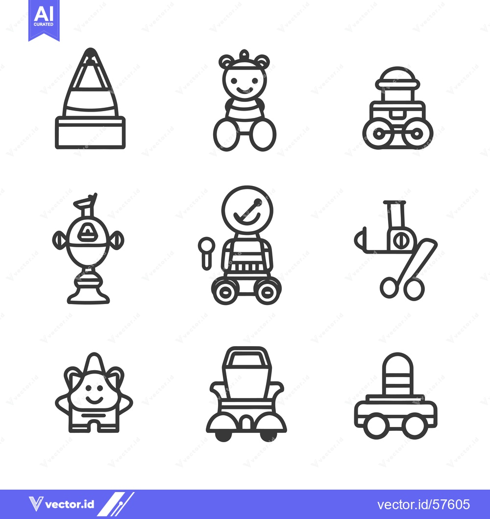Premium Vector dari Line Drawings of Adorable Robots and Vehicles