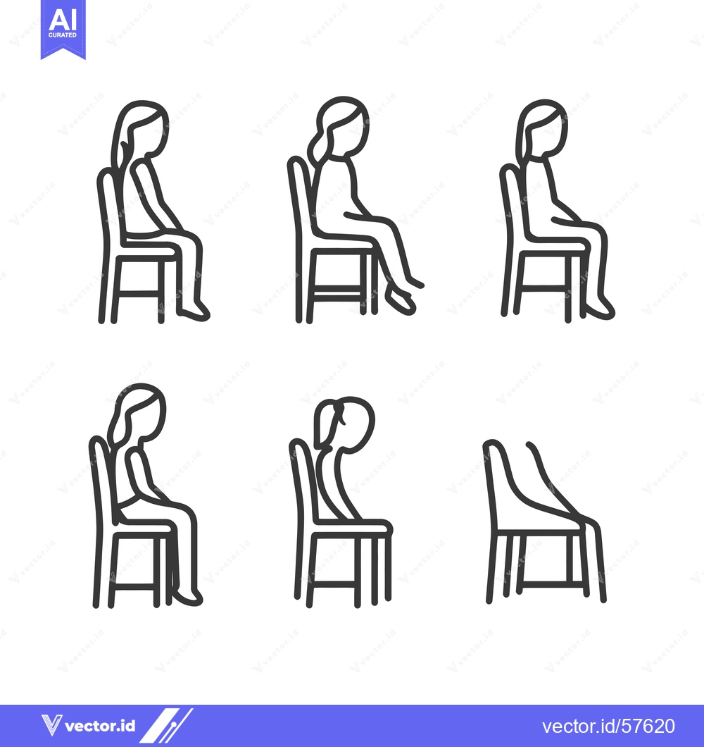Premium Vector dari Line Drawings of Different Sitting Postures on a Chair