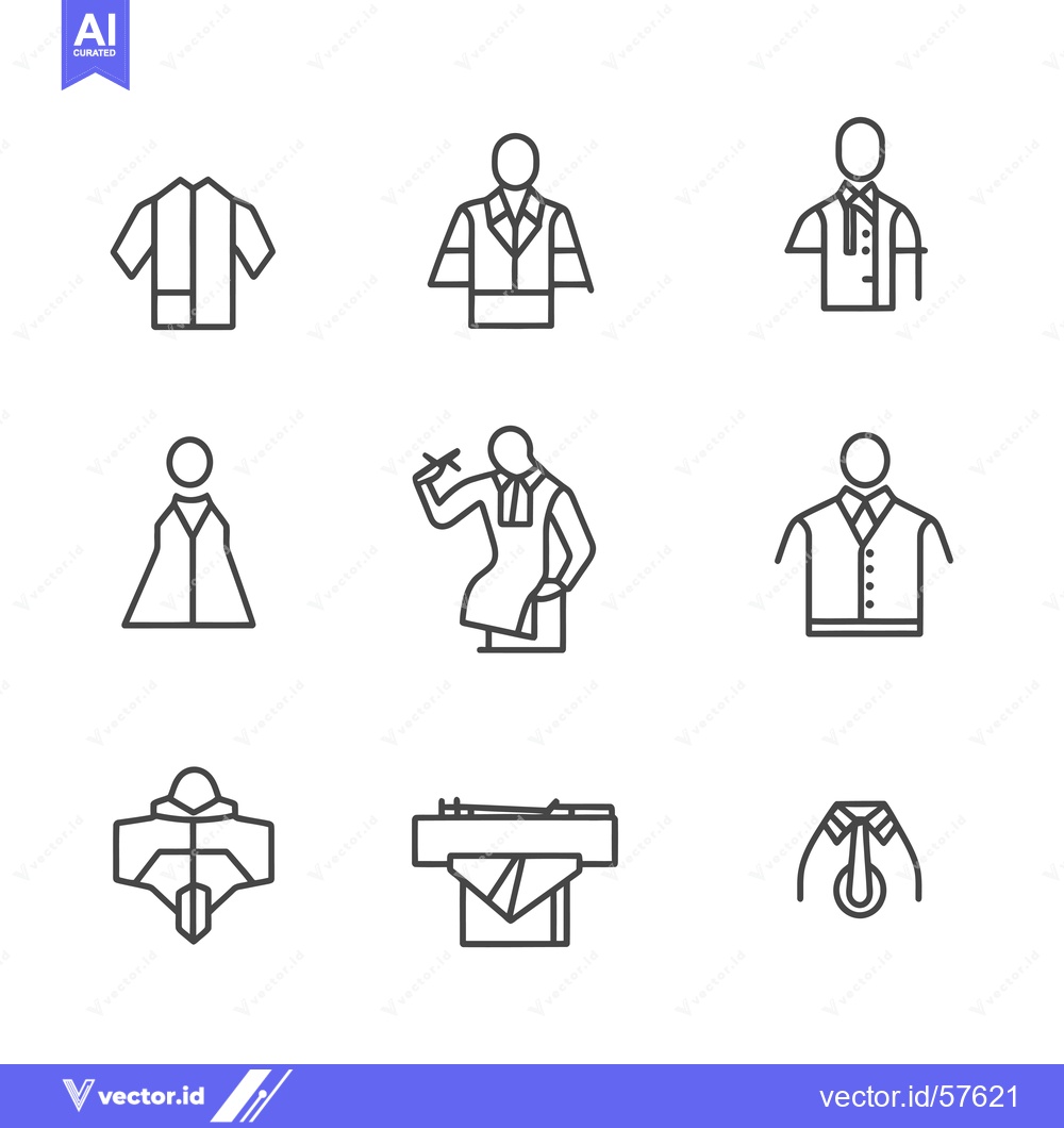 Premium Vector dari Line Drawings of Different Types of Clothing