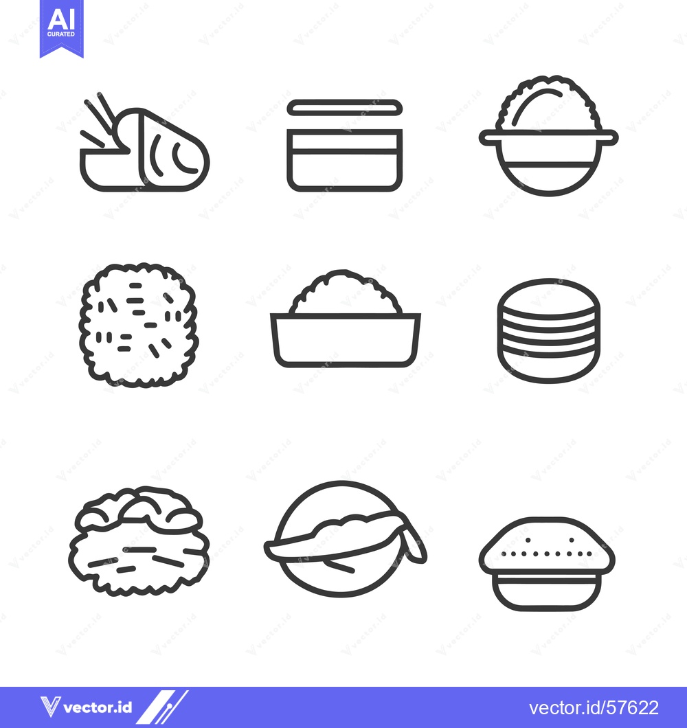 Premium Vector dari Line Drawings of Different Types of Food