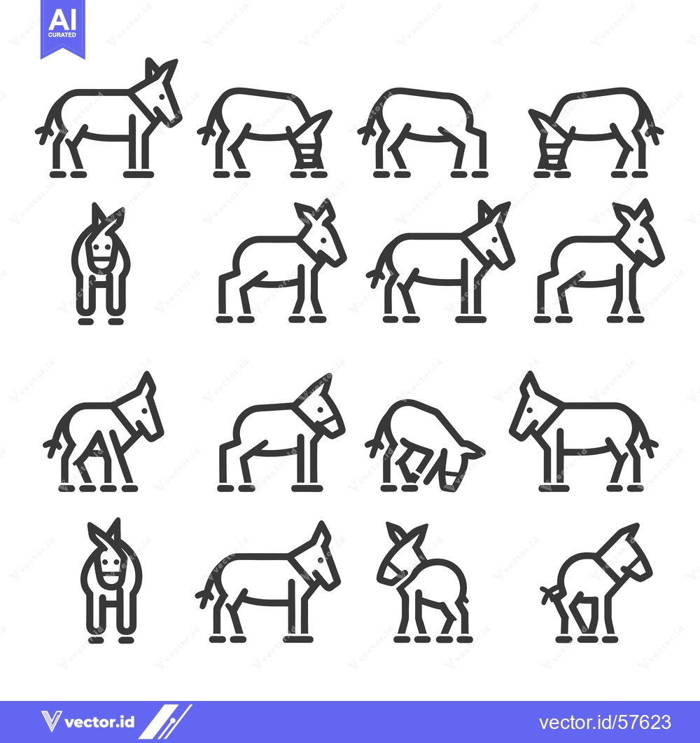 Premium Vector of Line Drawings of Donkeys in Different Poses