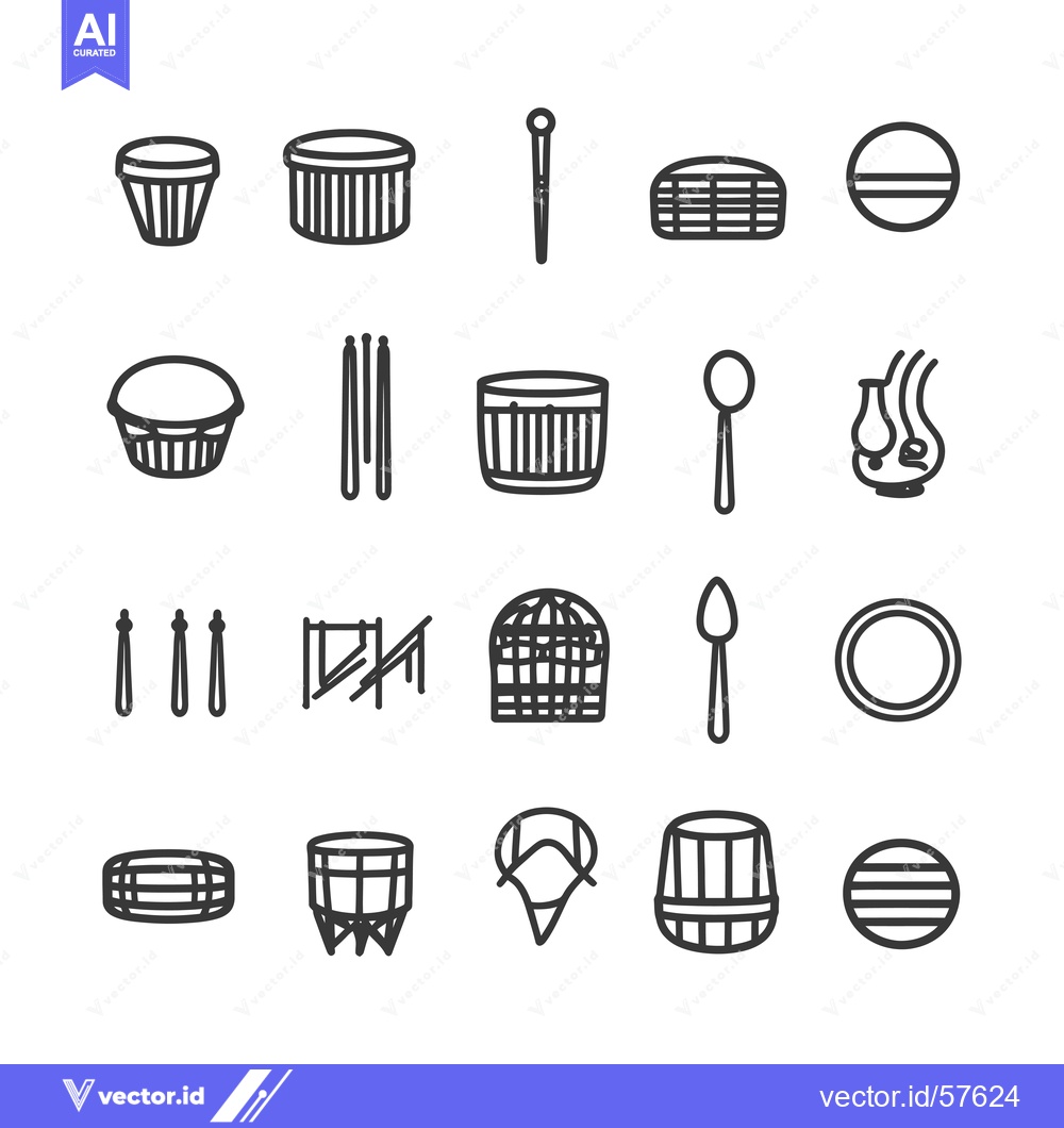 Premium Vector dari Line Drawings of Drums and Accessories