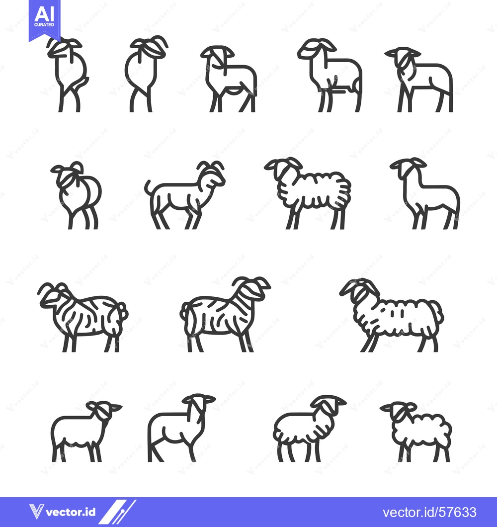 Premium Vector of Line Drawings of Goats and Sheep in Various Poses