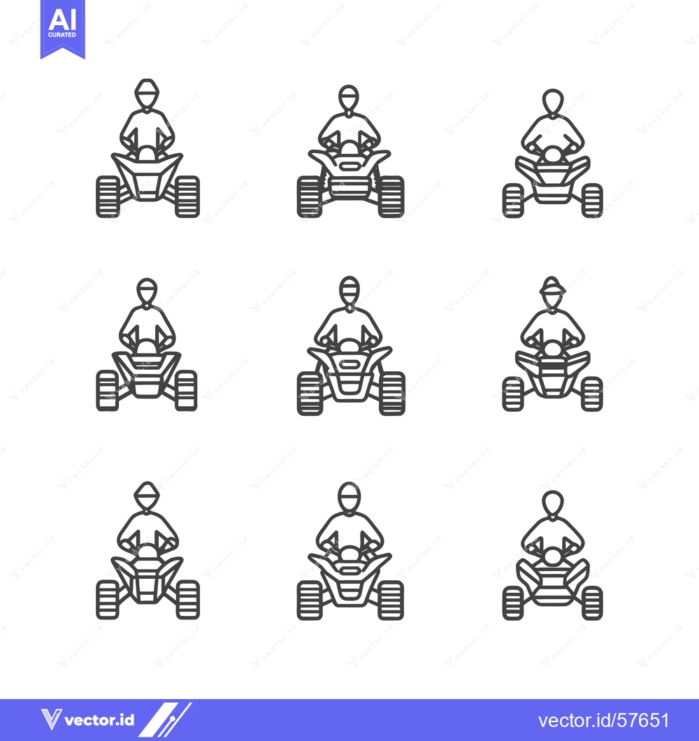 Premium Vector of Line Drawings of People Driving ATVs