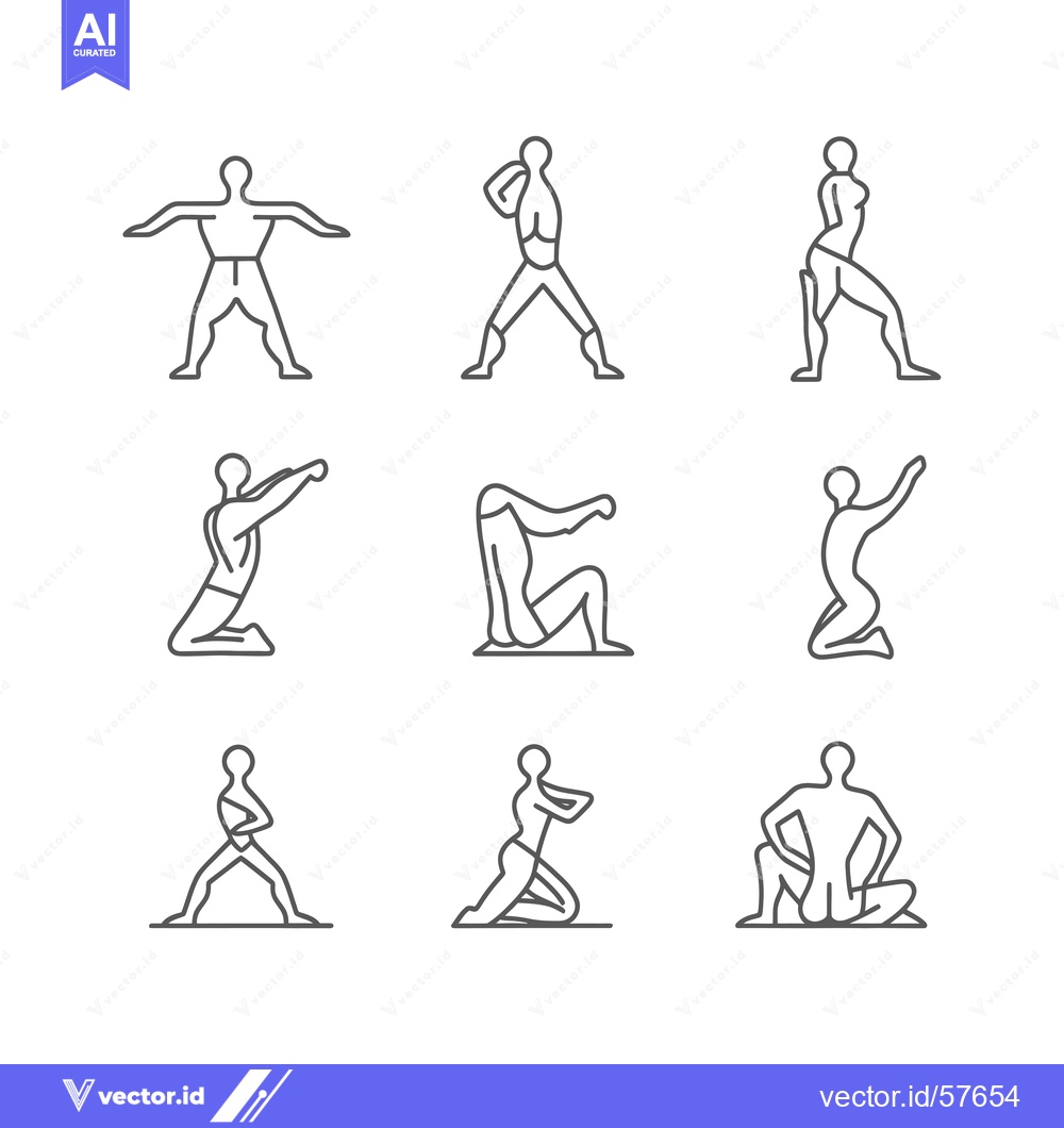 Premium Vector dari Line Drawings of People in Various Yoga Poses
