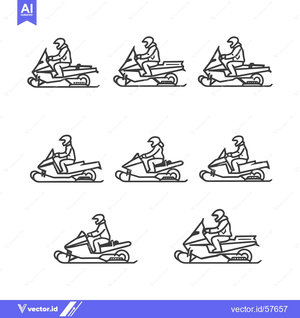 Premium Vector dari Line Drawings of People Riding Snowmobiles