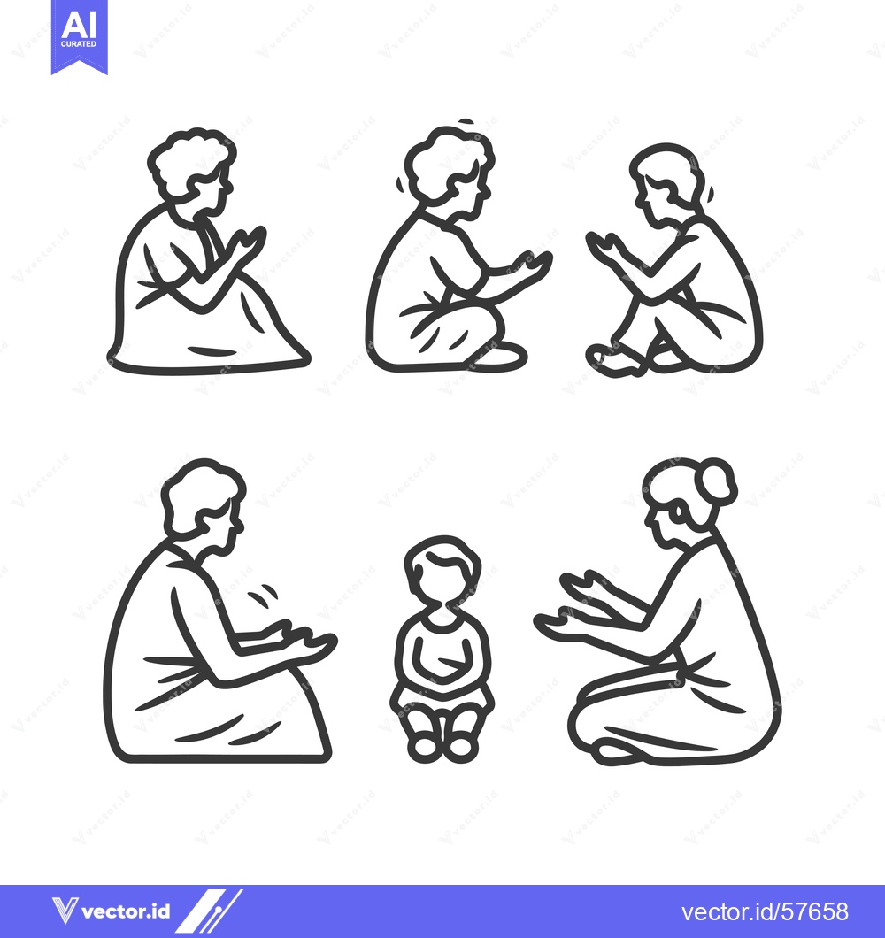 Premium Vector of Line Drawings of People Sitting and Gesturing