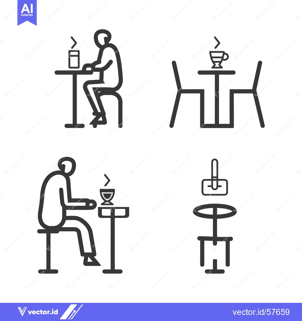 Premium Vector of Line Drawings of People Sitting at Tables with Drinks