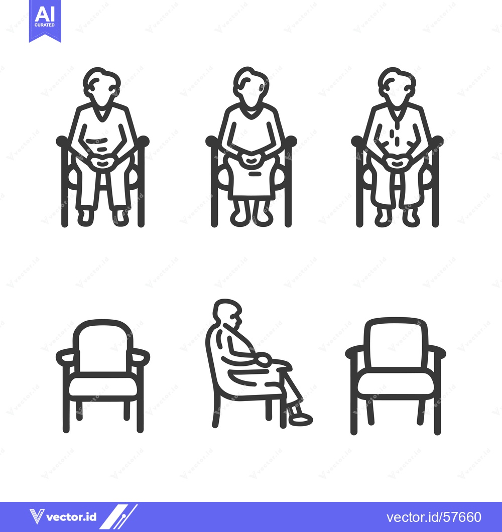 Premium Vector of Line Drawings of People Sitting in Chairs