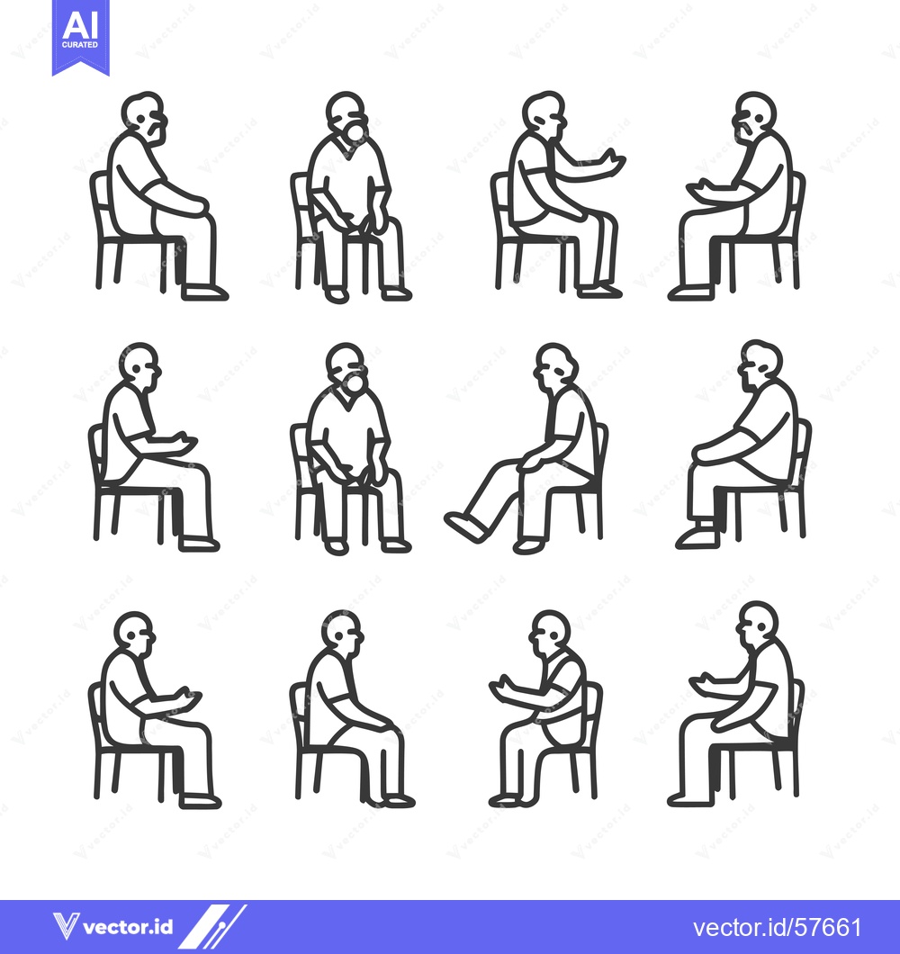Premium Vector of Line Drawings of People Sitting in Chairs in Various Poses