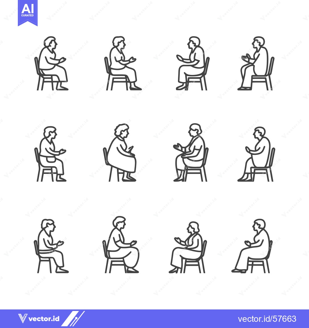 Premium Vector of Line Drawings of People Sitting in Chairs with Varied Poses