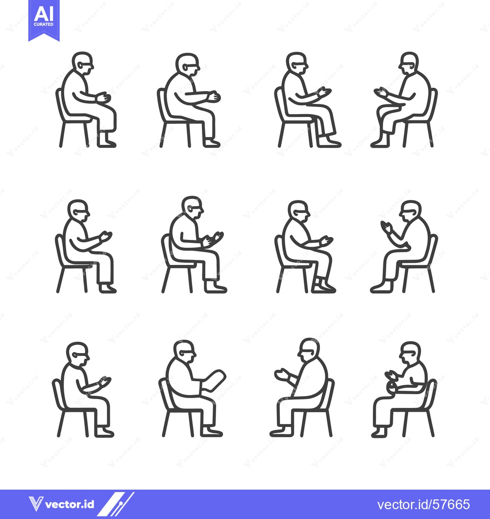 Premium Vector of Line Drawings of People Sitting in Chairs with Various Poses