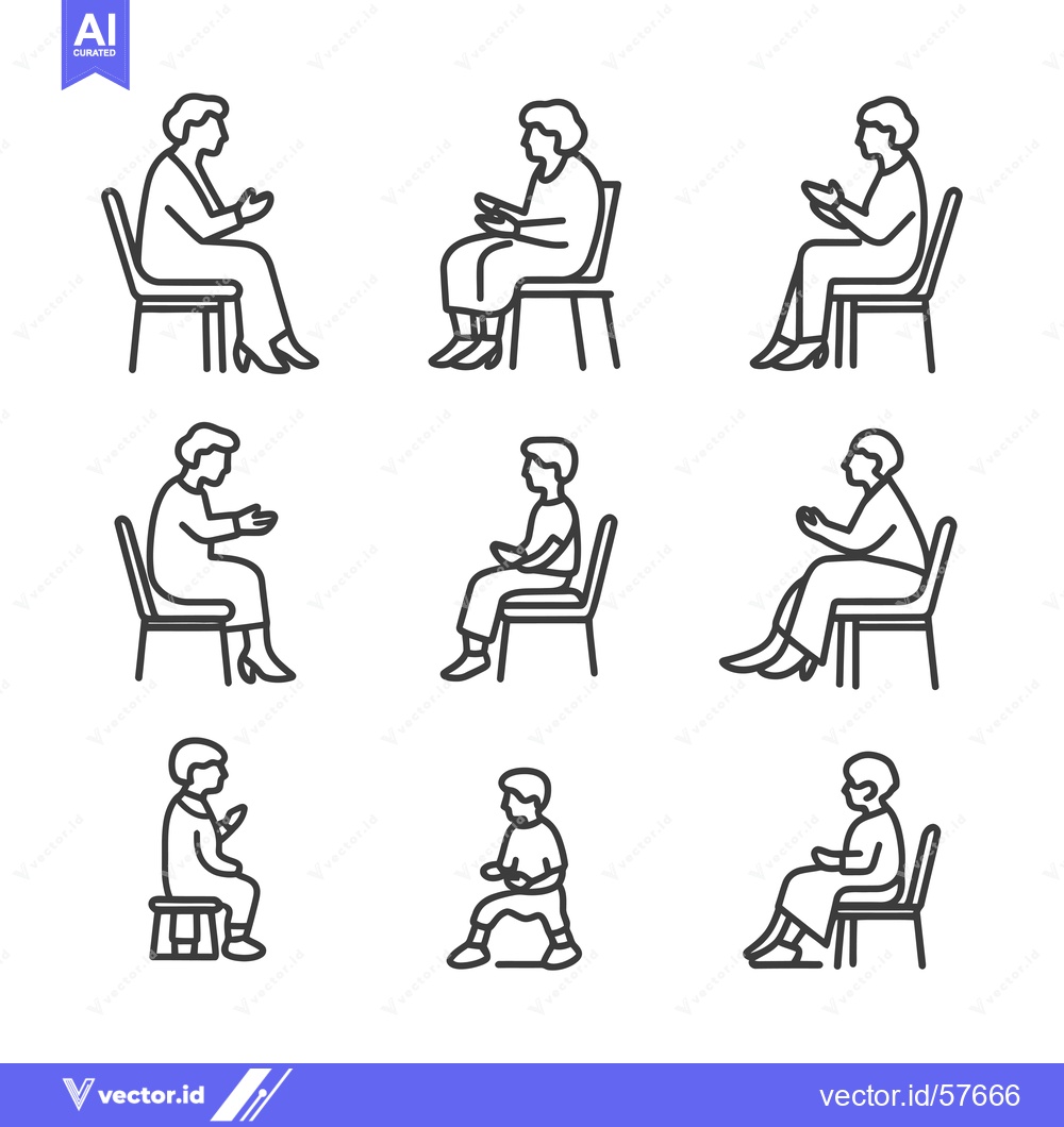Premium Vector dari Line Drawings of People Sitting in Different Positions