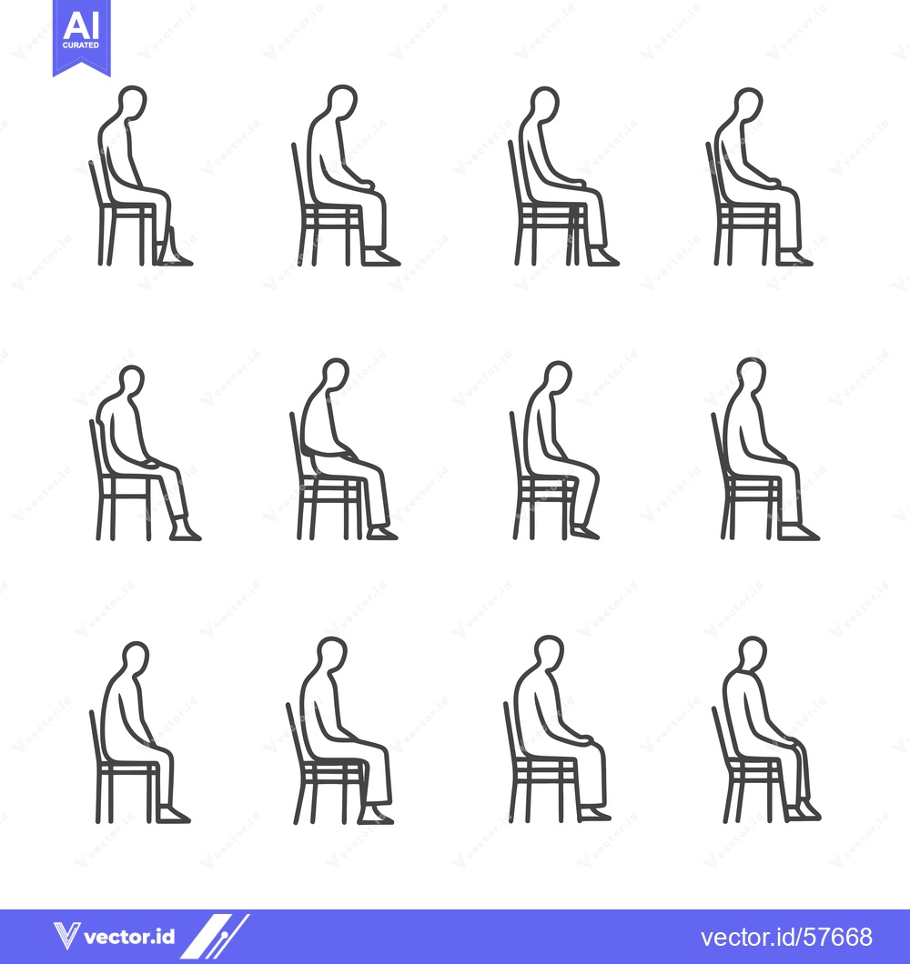 Premium Vector of Line Drawings of People Sitting on Chairs in Different Positions