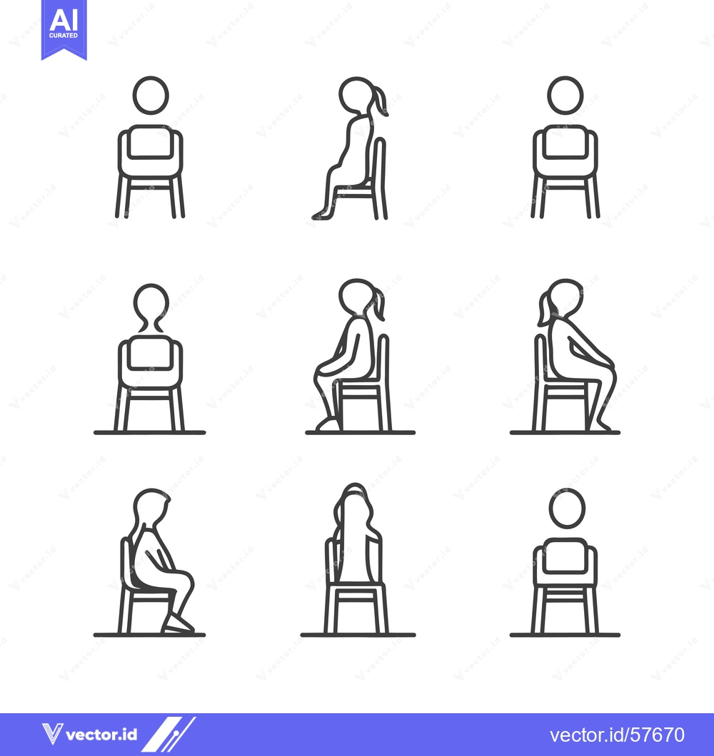 Premium Vector of Line Drawings of People Sitting on Chairs in Various Positions