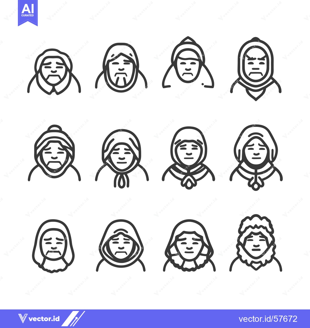 Premium Vector dari Line Drawings of People Wearing Hoods and Winter Clothing