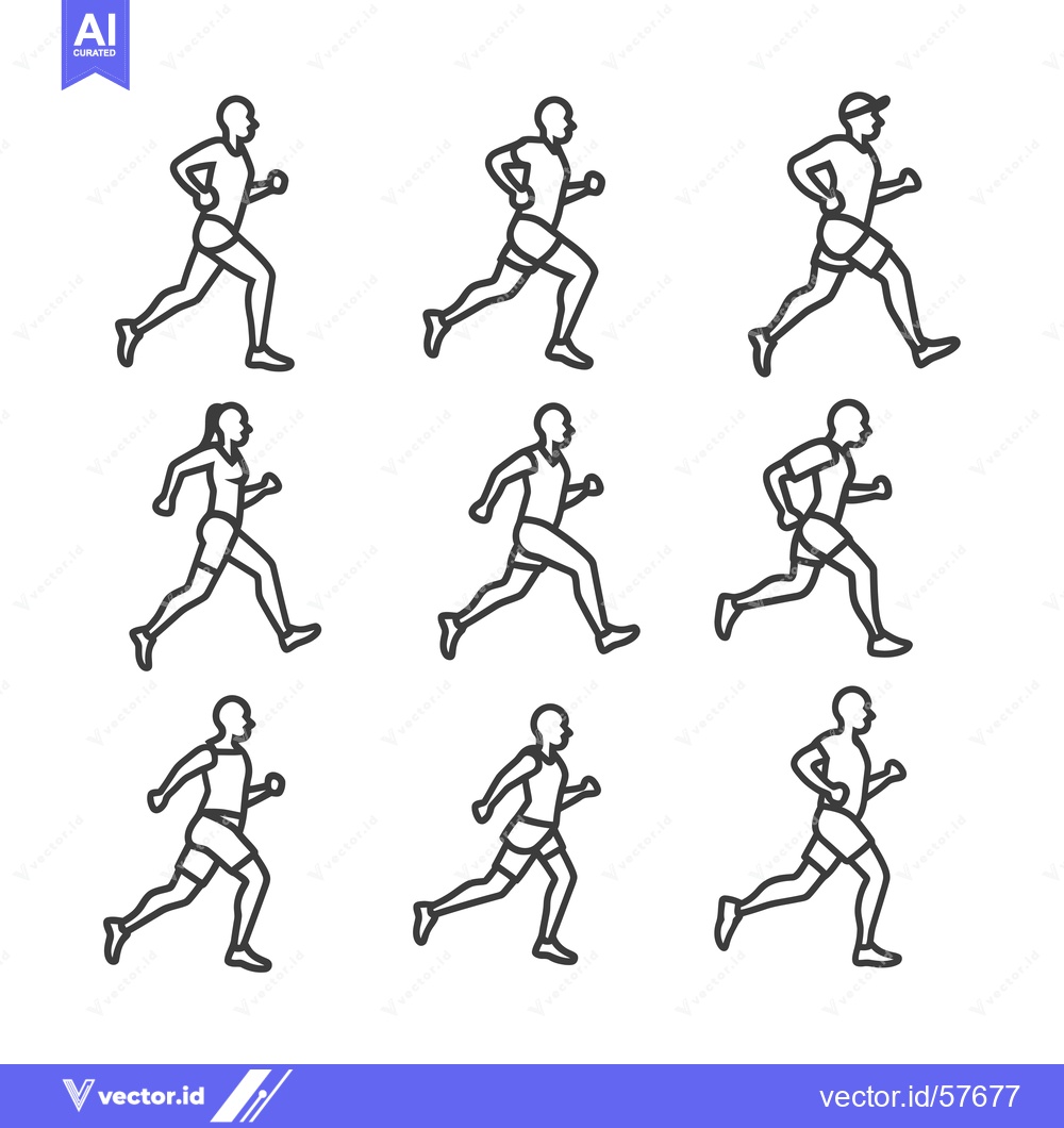 Premium Vector dari Line Drawings of Runners in Running Positions