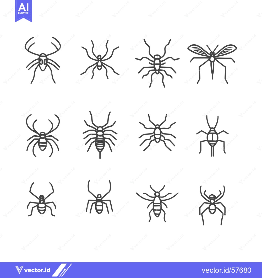 Premium Vector dari Line Drawings of Spiders and a Mosquito