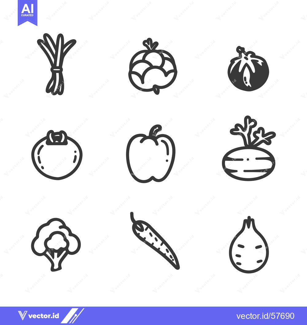 Premium Vector of Line Drawings of Various Fresh Vegetables