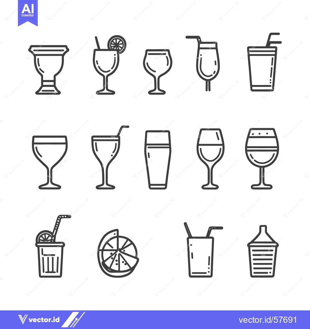 Premium Vector of Line Drawings of Various Glasses and Cups