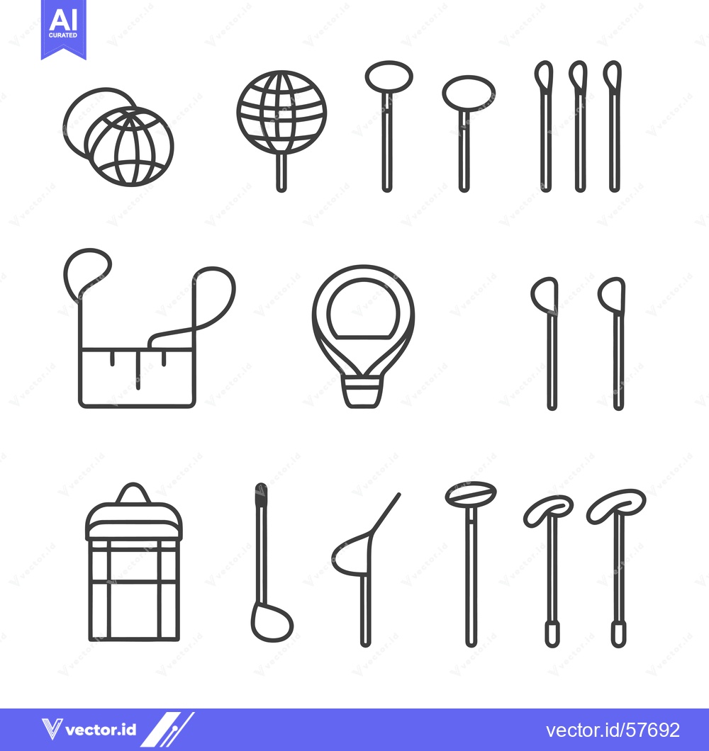 Premium Vector of Line Drawings of Various Golfing Equipment and Accessories