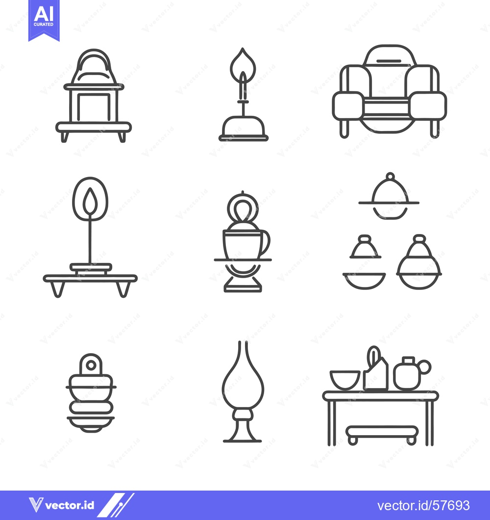 Premium Vector of Line Drawings of Various Lamps and Furnishings