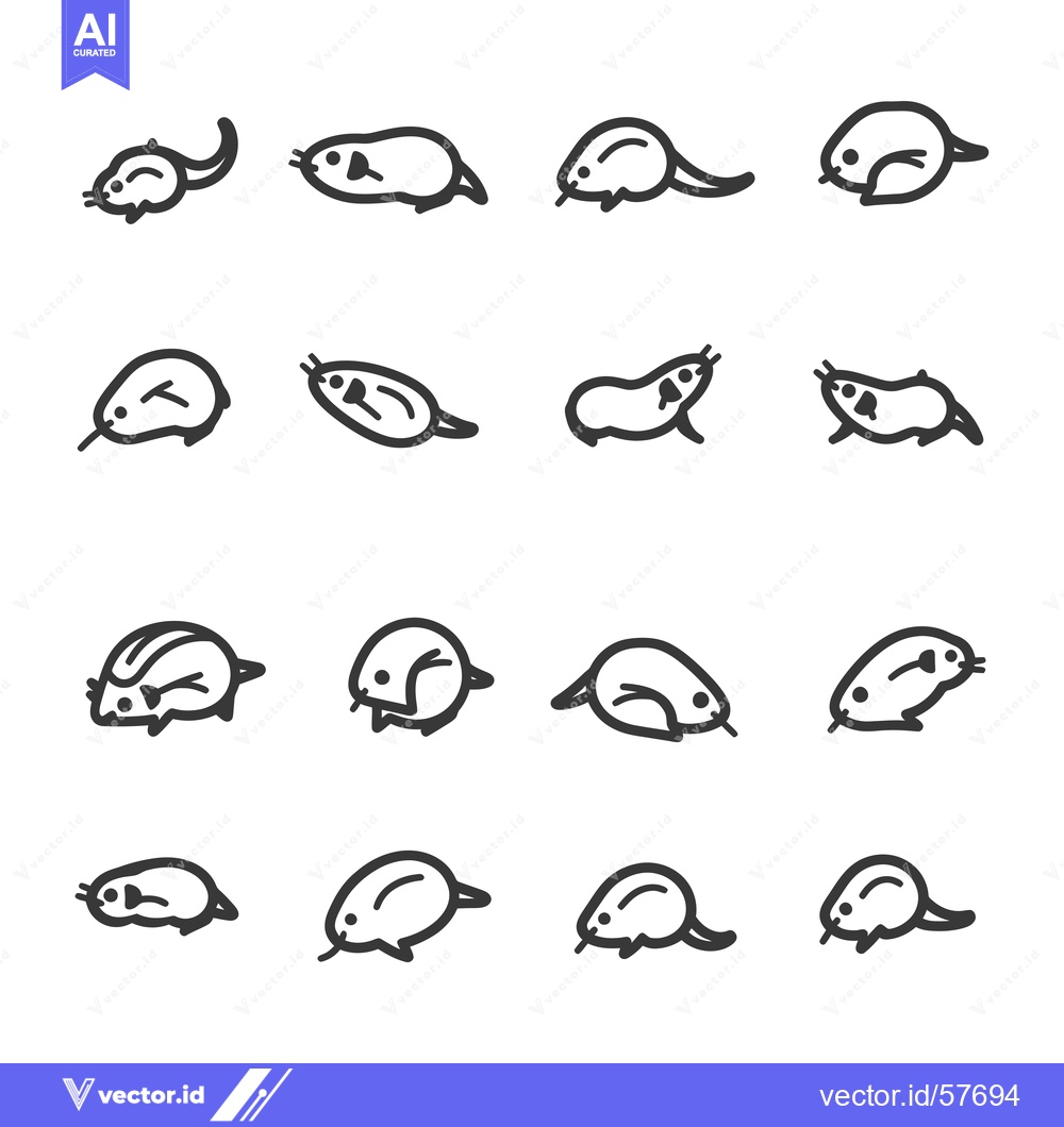 Premium Vector dari Line Drawings of Various Mouse Poses