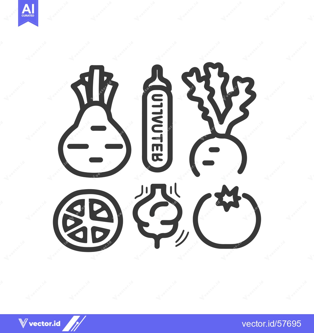 Premium Vector of Line Drawings of Various Vegetables and Fruits