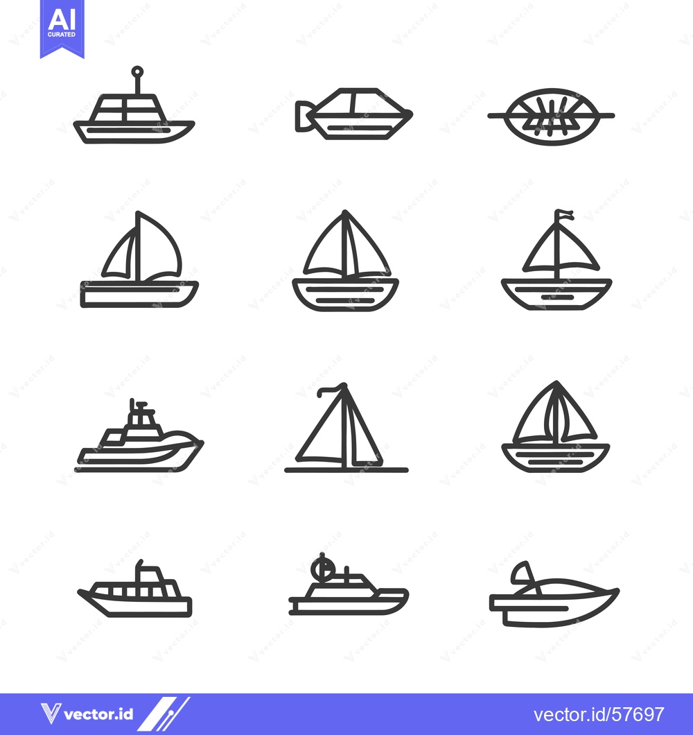 Premium Vector of Line Drawings of Various Watercraft