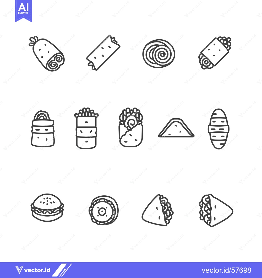 Premium Vector dari Line Drawings of Various Wrapped Food Items