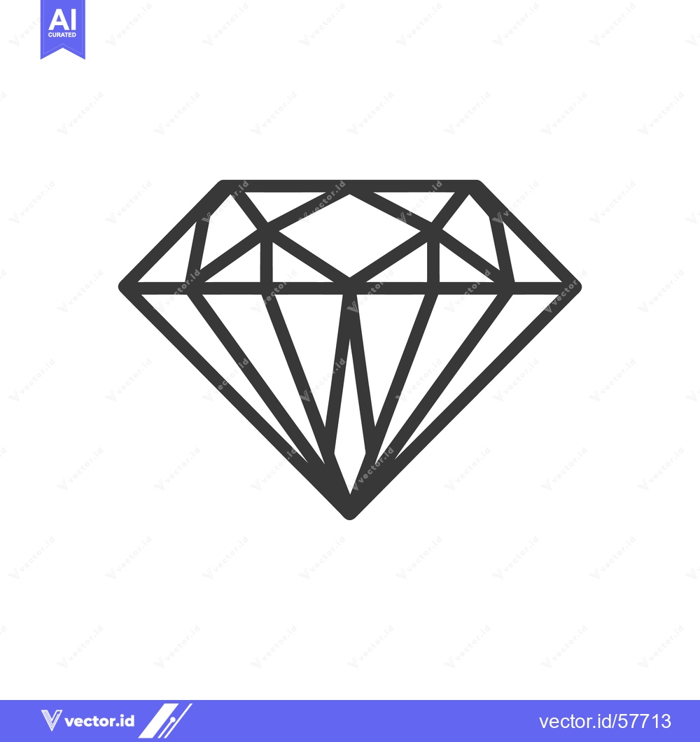 Premium Vector dari Minimalist Diamond Icon: Geometric Facets on White Background