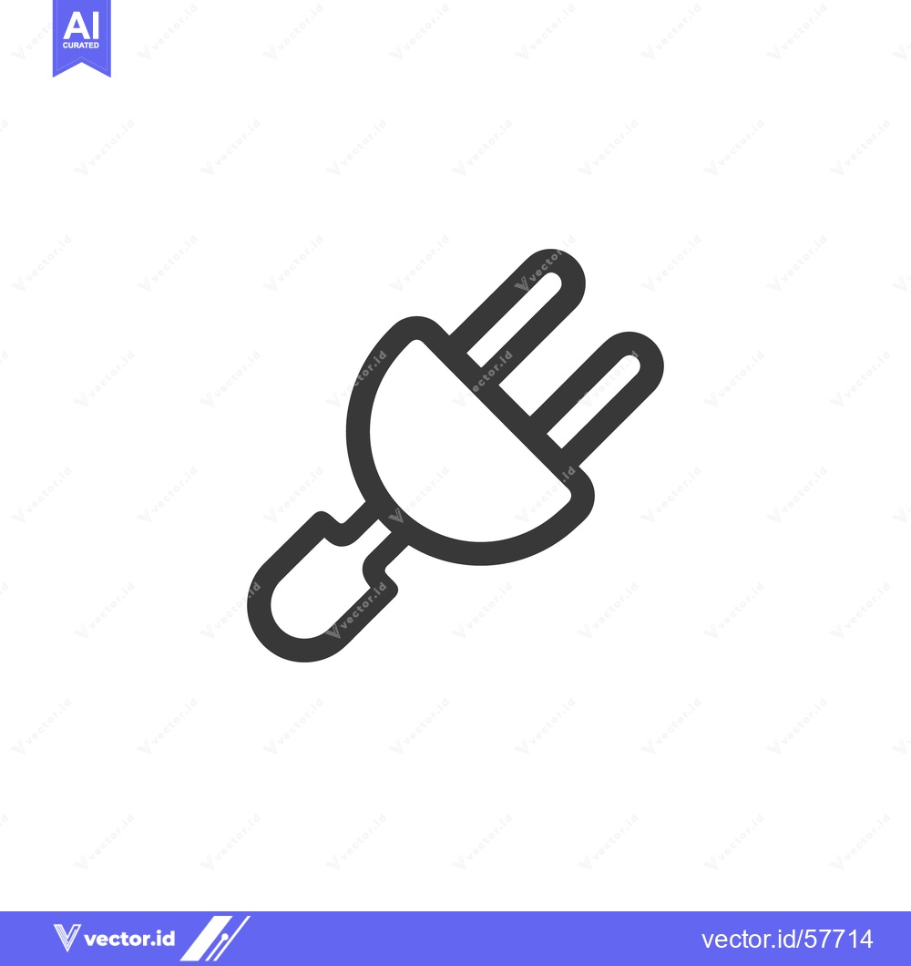 Premium Vector of Minimalist Electrical Plug Icon: Clean Line Art on White Background