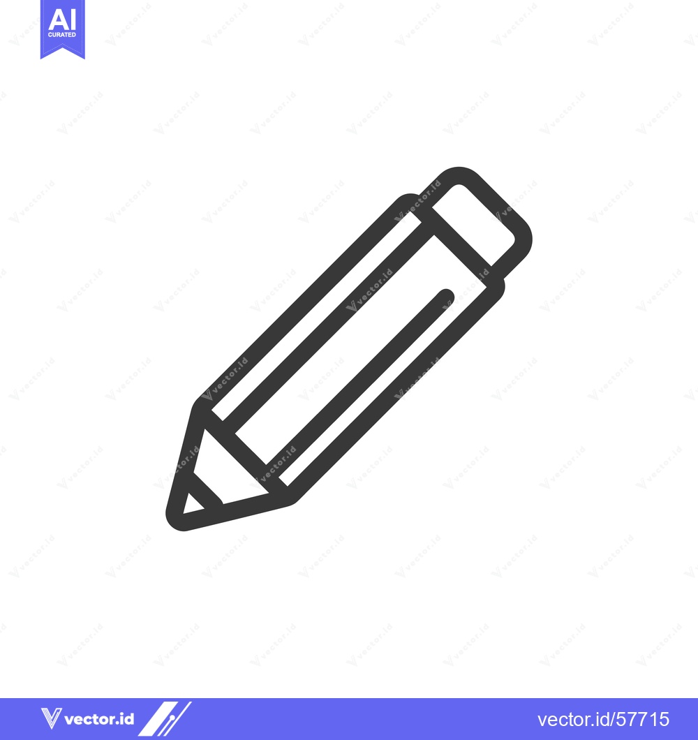 Premium Vector of Minimalist Pencil Icon: Bold Outline on White Background, Writing Tool
