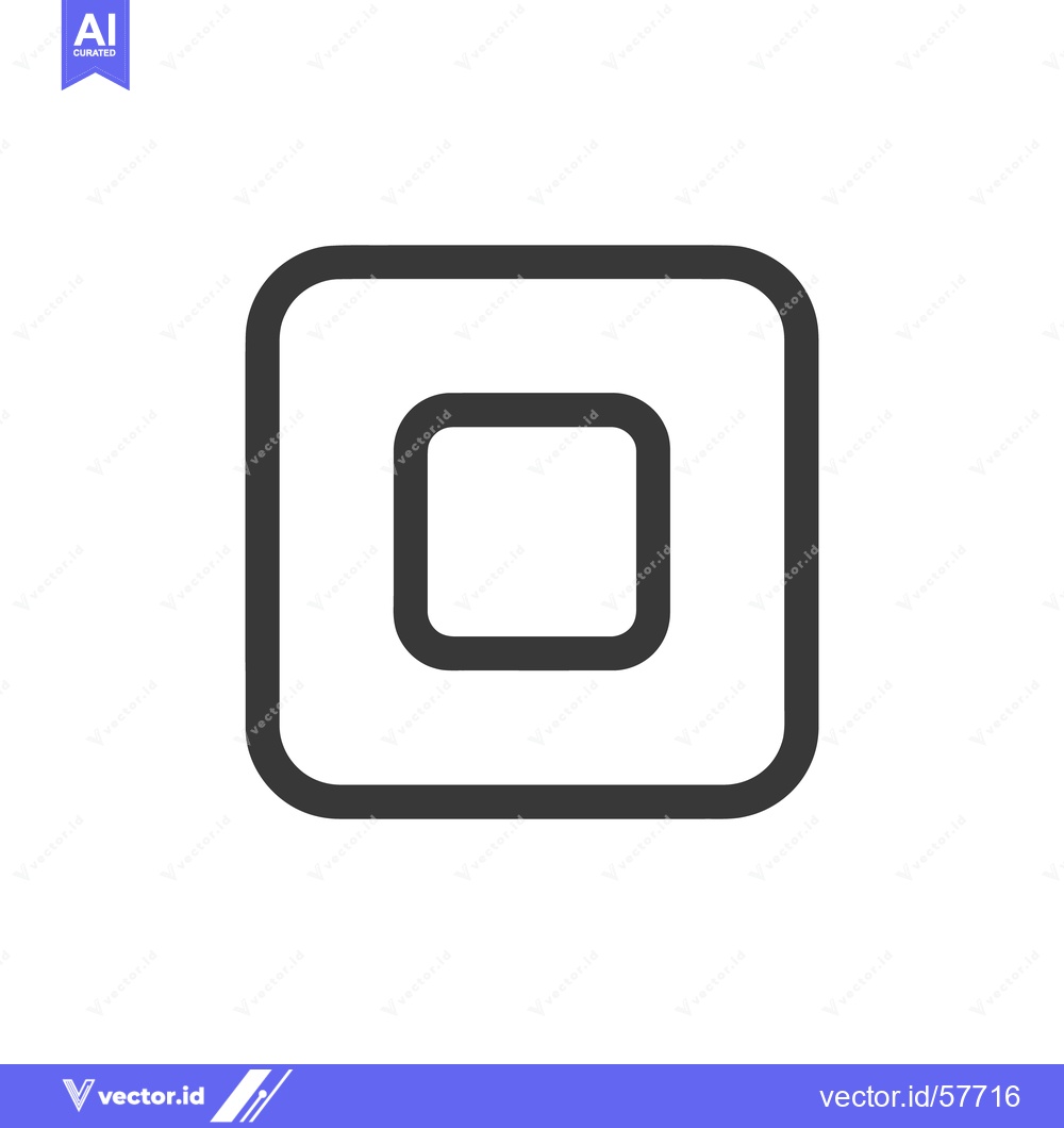 Premium Vector of Stop Icon: Bold Outline of a Square within a Square