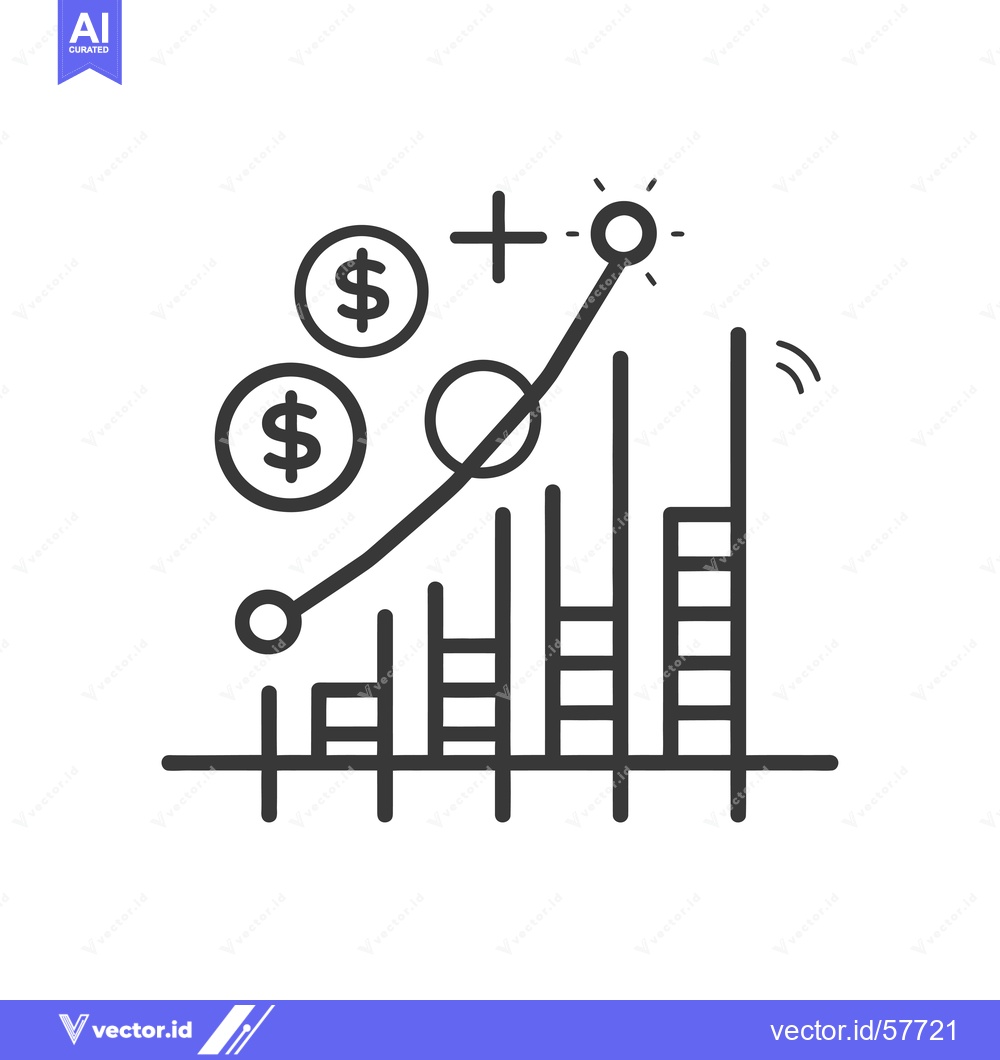 Premium Vector dari Line Graph Showing Growth with Dollar Signs and Plus Symbol