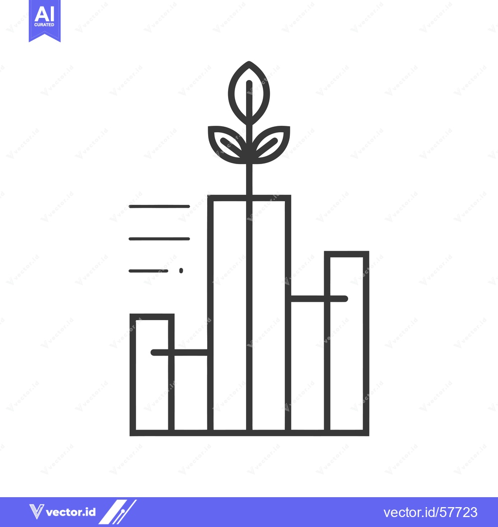 Premium Vector dari Line Graph with a Plant Growing on Top