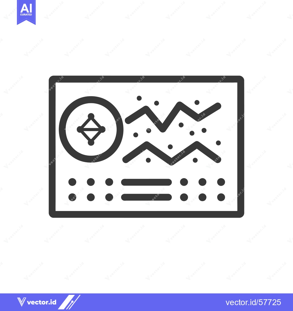 Premium Vector of Line Graph with Compass Icon in a Rectangular Frame