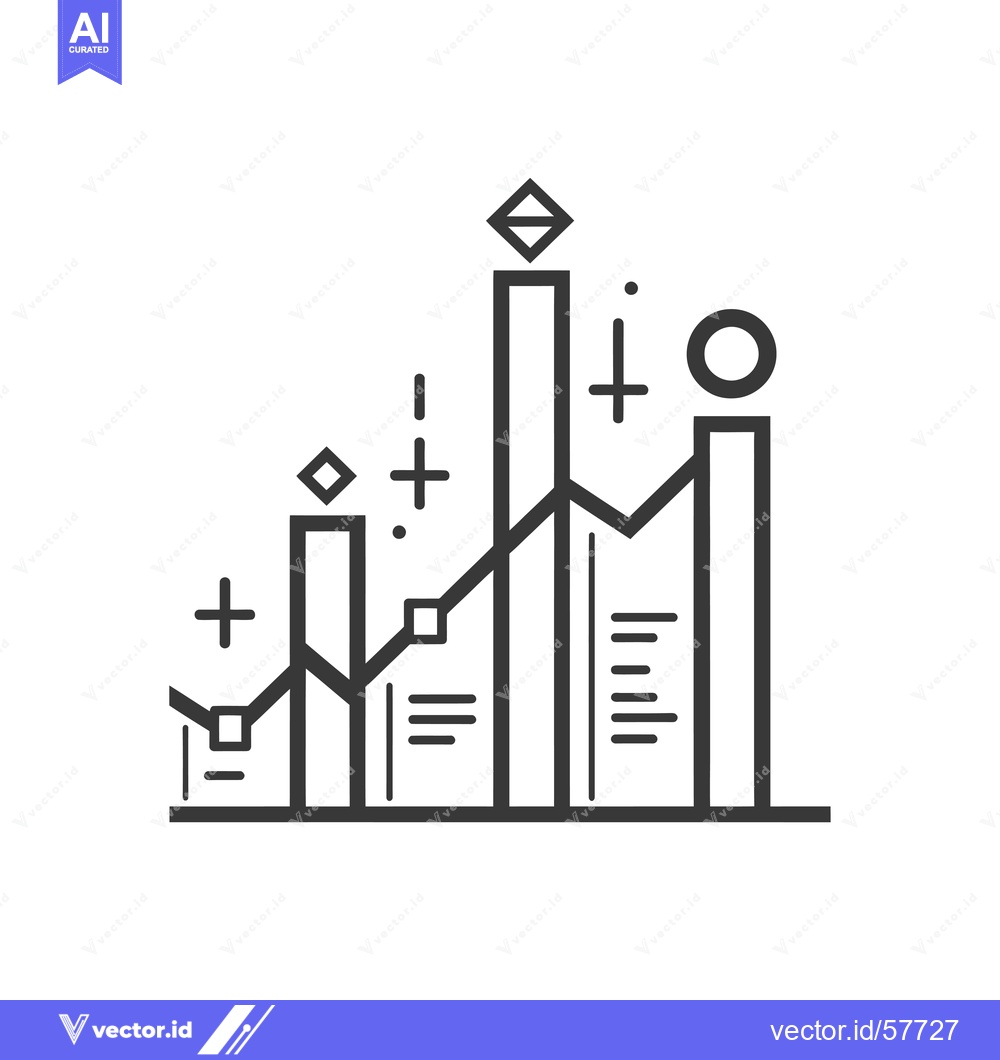 Premium Vector dari Line Graph with Increasing Bars and Geometric Shapes