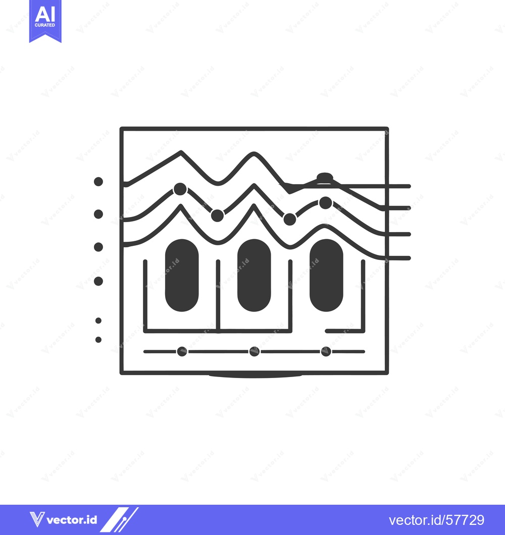 Premium Vector dari Line Graph with Three Wavy Lines and Four Columns