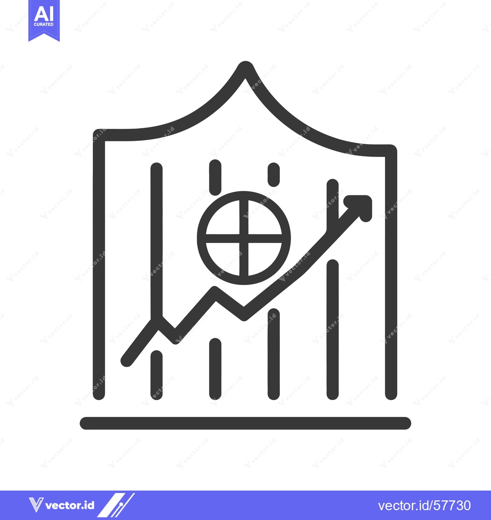 Premium Vector dari Line Graph with Upward Trend and Globe Icon Inside a Box