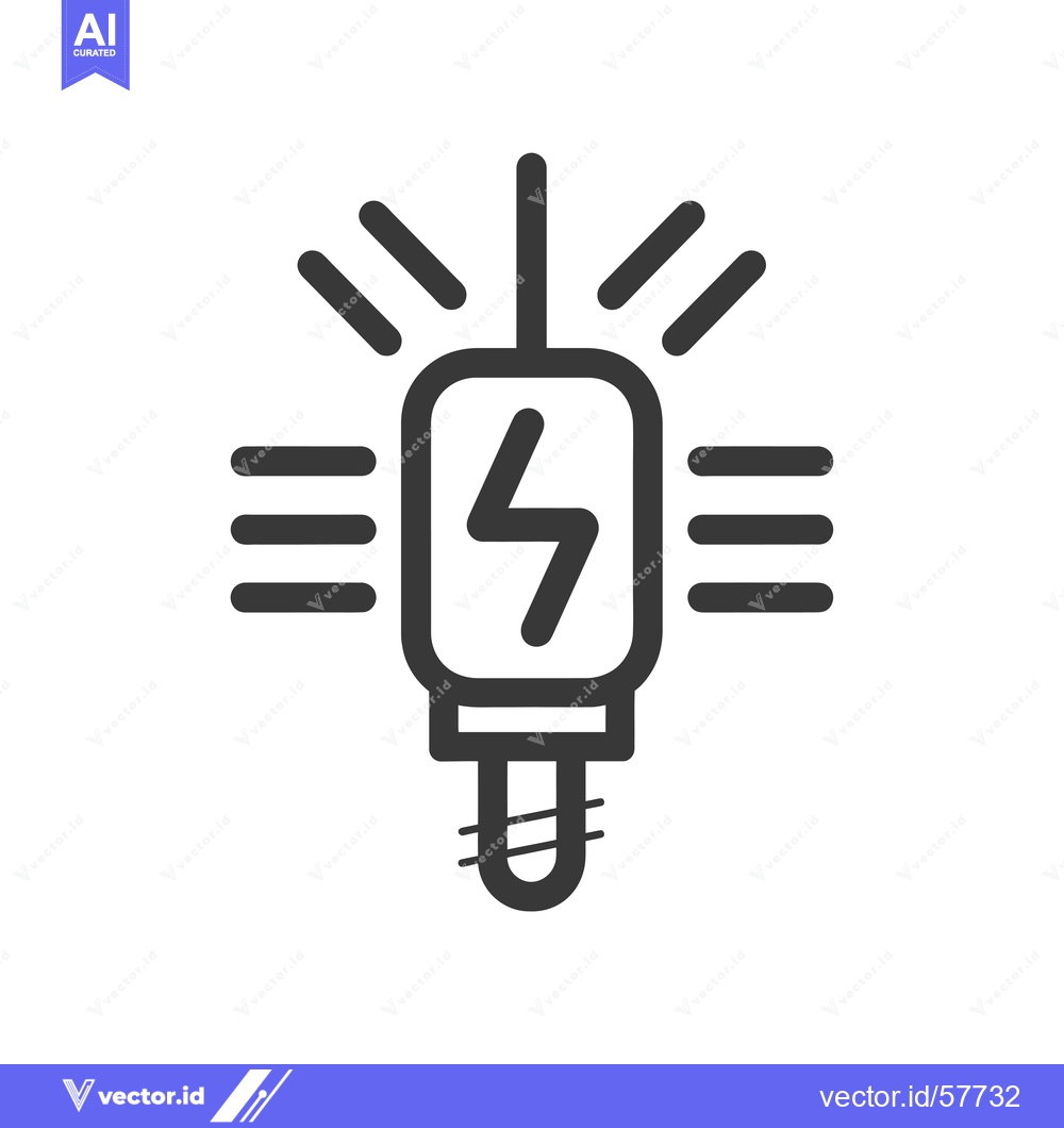 Premium Vector dari Line Icon of a Lightning Bolt in a Lightbulb