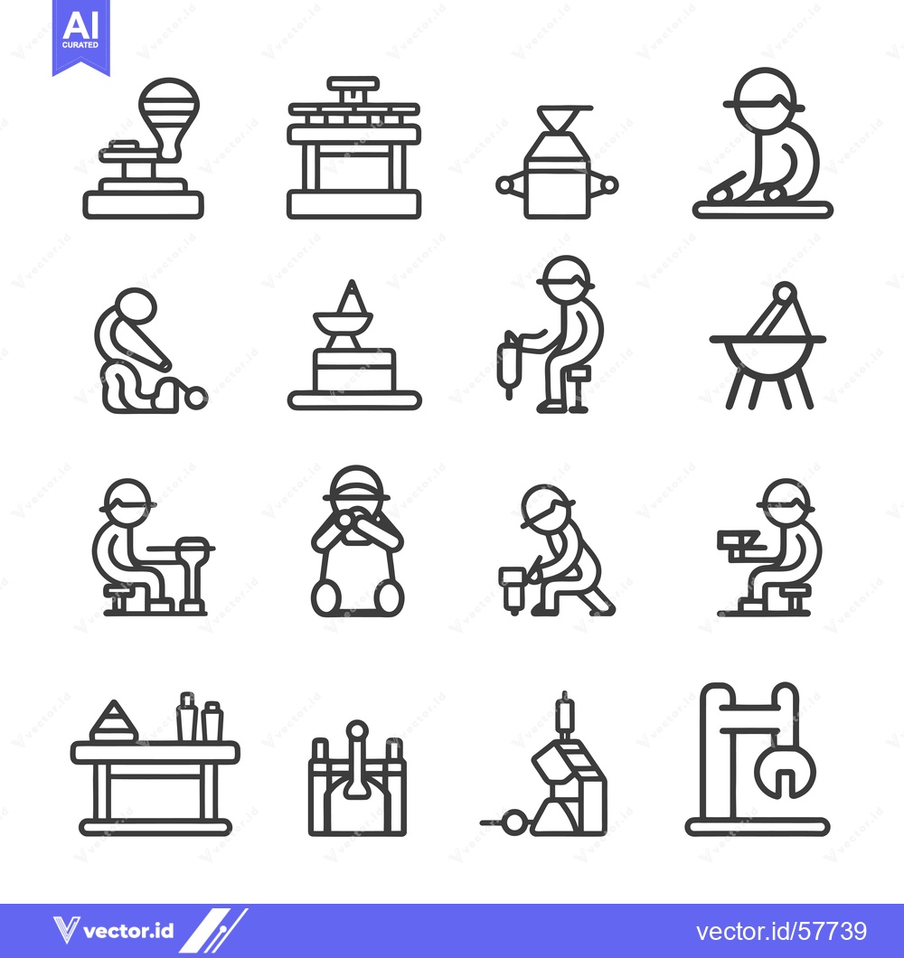 Premium Vector dari Line Icons Depicting Construction Activities